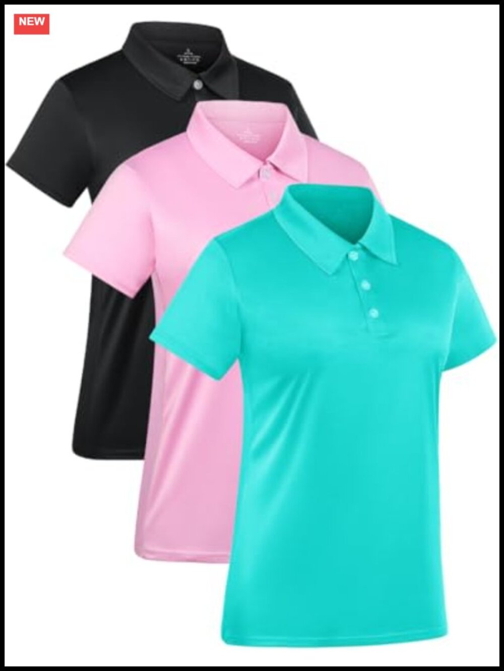 3-Pack Women's Polo Shirts Short Sleeve Dry Fit Golf Work Tops